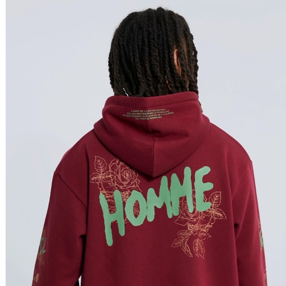 Boohoo Man Oversized Skull Homme Graphic Hoodie in Burgundy M or L - Picture 6 of 12